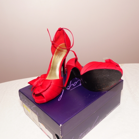 Satin Open Toe Heels - Picture 5 of 7